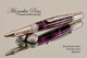 Handmade Ballpoint Pen made from Deep Purple Swirl Resin with Stainless Steel finish.  Bottom view of pen.