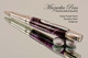 Handmade Ballpoint Pen made from Deep Purple Swirl Resin with Stainless Steel finish.  Top view of pen.