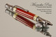 Handmade Ballpoint Pen made from Red and Orange TruStone with Gun Metal / Gold color finish.  Back view of pen.