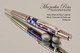 Handmade Ballpoint Pen made from Red, White and Blue Acrylic Resin with Black Titanium  / Platinum finish.  Top view of pen.