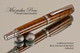 Handmade Rollerball Pen from Fiddleback Walnut, Black Titanium and Platinum Finish.  Bottom view of pen