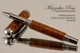 Handmade Rollerball Pen from Fiddleback Walnut, Black Titanium and Platinum Finish.  Cap view of pen