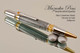 Handmade Metal Black Lava and Cobaltium Chrome & Gold Ballpoint Pen.  Tip view of pen