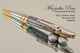 Handmade Metal Black Lava and Cobaltium Chrome & Gold Ballpoint Pen.  Top view of pen