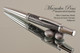 Handmade Metal Black Lava and Cobaltium Chrome/Satin Chrome Ballpoint Pen.  Back view of pen