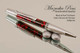 Handmade Ballpoint Pen handcrafted from Red and Black TruStone with Satin Chrome/Chrome finish.  Tip view of pen.