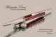Handmade Ballpoint Pen handcrafted from Red and Black TruStone with Satin Chrome/Chrome finish.  Side view of pen.