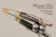 Handmade Metal Black and White M3 Chrome & Gold Ballpoint Pen.  Side view of pen
