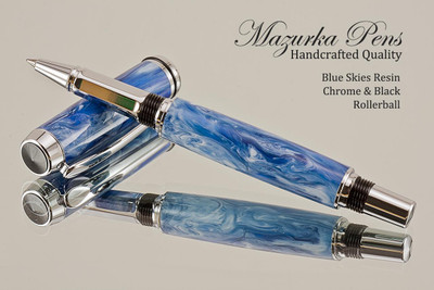 Handmade pen made from Blue Skies Resin.  Handcrafted pen by our artist.  Main view of pen cap.