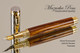 Handmade Fountain Pen made from Desert Ironwood with Gold colored finish with Chrome Accents.  Cap view of pen.