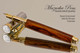 Handmade Fountain Pen made from Desert Ironwood with Gold colored finish with Chrome Accents.  Side view of pen.