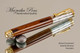 Handmade Fountain Pen made from Desert Ironwood with Gold colored finish with Chrome Accents.  Bottom view of pen.