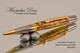 Handmade Dino Bone TruStone Ballpoint Pen, Black Titanium/Gold Finish - Looking from Side of Ballpoint Pen