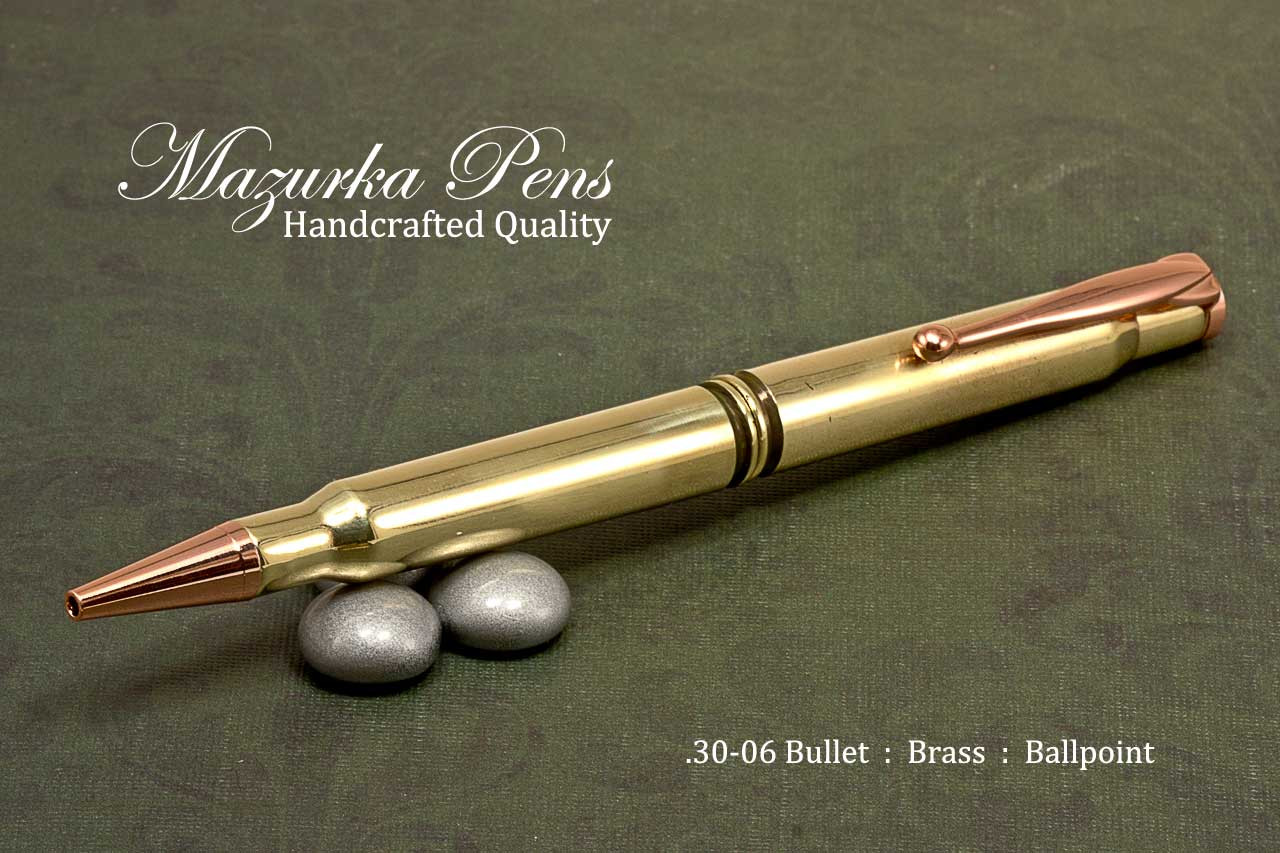Bullet Pen - Double .30-06 Caliber Ballpoint Pen Brass