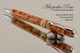 Handmade pen made from Big Leaf Maple Burl with Chrome Gold color finish.  Handcrafted pen.  Top view of pen 