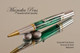 Handmade Ballpoint Pen, Emerald City Resin Pen, Chrome and Gold Finish - Looking from top of Ballpoint Pen