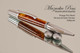 Handmade pen made from Orange Fire Resin with Satin Chrome / Chrome finish.  Handcrafted pen.  Side view of pen 