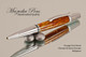 Handmade pen made from Orange Fire Resin with Satin Chrome / Chrome finish.  Handcrafted pen.  Tip view of pen 