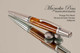 Handmade pen made from Orange Fire Resin with Satin Chrome / Chrome finish.  Handcrafted pen.  Top view of pen 