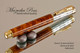 Handmade Rollerball Pen made from Desert Ironwood Burl with Gold colored finish with Chrome Accents.  Bottom view of pen.