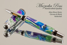 Handmade acrylic pen made from Alien Moon poly resin.  Handcrafted Rollerball Pen - made in our shop, no two alike.  Main view of pen body