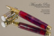 Handmade Rollerball Pen made from Roseus Resin with Chrome finish / gold colored accents.  Main view of pen.