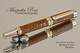 Handmade Rollerball pen made from Brown Faux Leather with Rhodium / Gold finish.   Bottom view of pen 