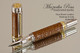 Handmade Rollerball pen made from Brown Faux Leather with Rhodium / Gold finish.   Side view of pen 
