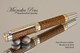 Handmade Rollerball pen made from Brown Faux Leather with Rhodium / Gold finish.   Top view of pen 