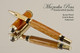 Hand Made Rollerball Pen made from Quina wood with Gold and Black finish.  Bottom view of pen and cap.
