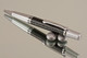 Handmade pen made from Faux Leather with Satin Chrome / Chrome finish.  Handcrafted pen.  Tip view of pen 