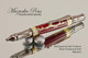 Handmade Ballpoint Pen made from Red Jasper / Gold TruStone with Gun Metal / Gold color finish.  Main view of pen.
