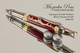 Handmade Ballpoint Pen made from Red Jasper / Gold TruStone with Gun Metal / Gold color finish.  Top view of pen.