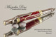 Handmade Ballpoint Pen made from Red Jasper / Gold TruStone with Gun Metal / Gold color finish.  Back view of pen.