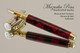 Hand Made Rollerball Pen, made from Black and Red TruStone with Gold and Chrome finish.  Side view of pen and cap.