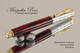 Hand Made Rollerball Pen, made from Black and Red TruStone with Gold and Chrome finish.  Bottom view of pen and cap.