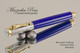 Hand Made Rollerball Pen, made from Blue Lapis TruStone with Gold and Chrome finish.  Top view of pen and cap.