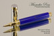 Hand Made Rollerball Pen, made from Blue Lapis TruStone with Gold and Chrome finish.  Side view of pen and cap.
