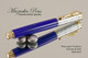 Hand Made Rollerball Pen, made from Blue Lapis TruStone with Gold and Chrome finish.  Bottom view of pen and cap.