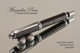 Handmade rollerball pen made from Faux Leather with Chrome / Black finish.  Handcrafted pen.  Top view of pen  - Stock Picture