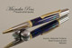 Handcrafted pen made from Azurite/Malachite TruStone with Black Titanium & Gold finish.  Back view of pen