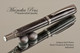 Handmade Rollerball Pen from Antique Swirl Resin Black Titanium/Rhodium finish.  Bottom view of pen.