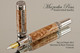 Handcrafted wood Fountain pen made from Big Leaf Maple Burl with Rhodium/Black Titanium finish.  Main view of pen and cap.