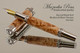 Handcrafted wood Fountain pen made from Big Leaf Maple Burl with Rhodium/Black Titanium finish.  Side view of pen and cap.