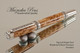 Handcrafted wood Fountain pen made from Big Leaf Maple Burl with Rhodium/Black Titanium finish.  Top view of pen and cap.