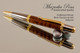 Handmade Ballpoint Pen, Fiddleback Walnut Black Titanium and Gold Finish - Top view of Ballpoint Pen