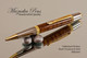 Handmade Ballpoint Pen, Fiddleback Walnut Black Titanium and Gold Finish - Side view of Ballpoint Pen