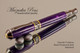 Handmade Rollerball Pen Handcrafted from Charoite TruStone with Black Titanium and Gold finish.  Top view of pen and cap.