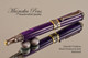 Handmade Rollerball Pen Handcrafted from Charoite TruStone with Black Titanium and Gold finish.  Bottom view of pen and cap.