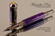 Handmade Rollerball Pen Handcrafted from Charoite TruStone with Black Titanium and Gold finish.  Side view of pen and cap.